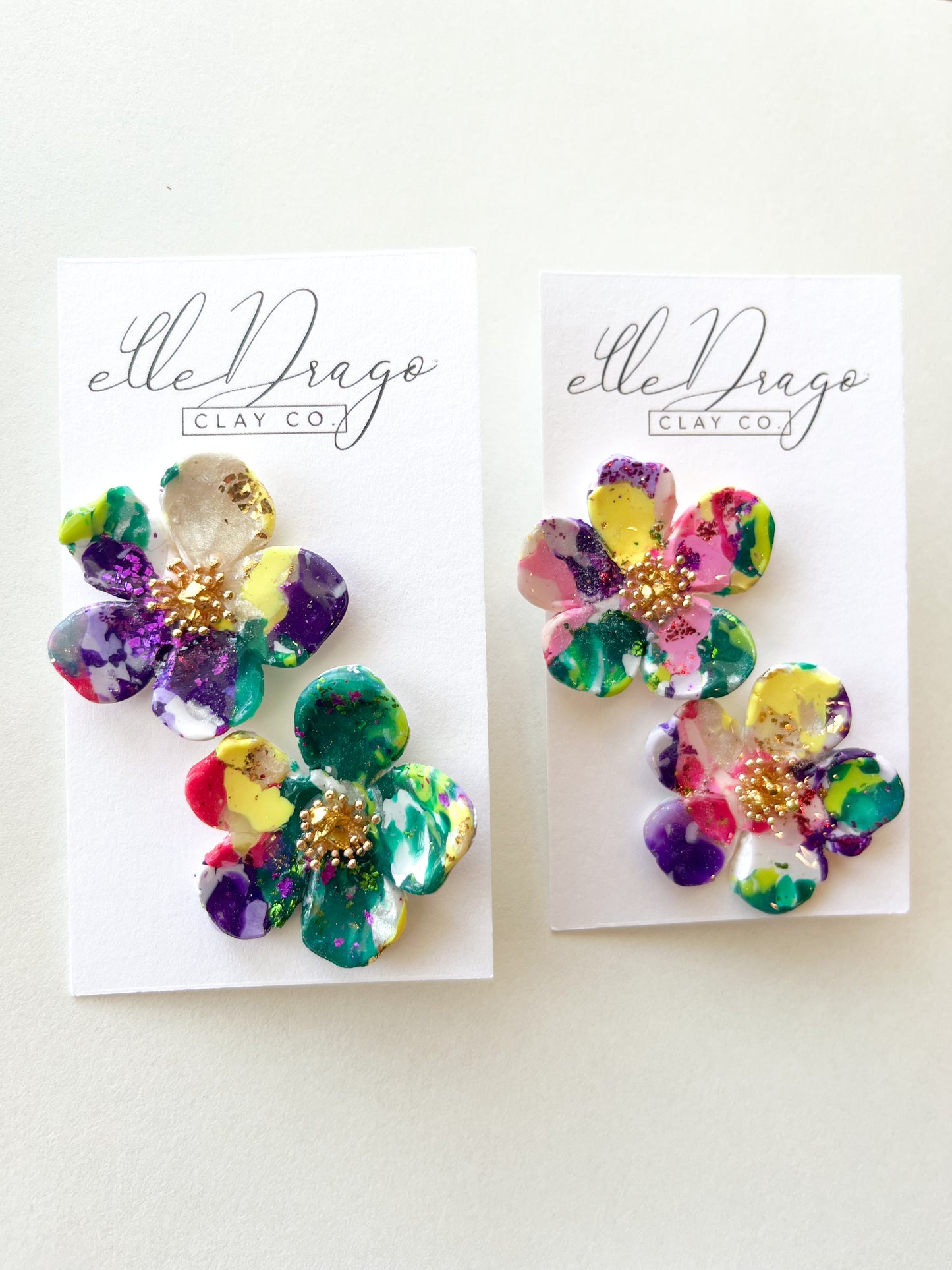 Mardi Gras Flower studs