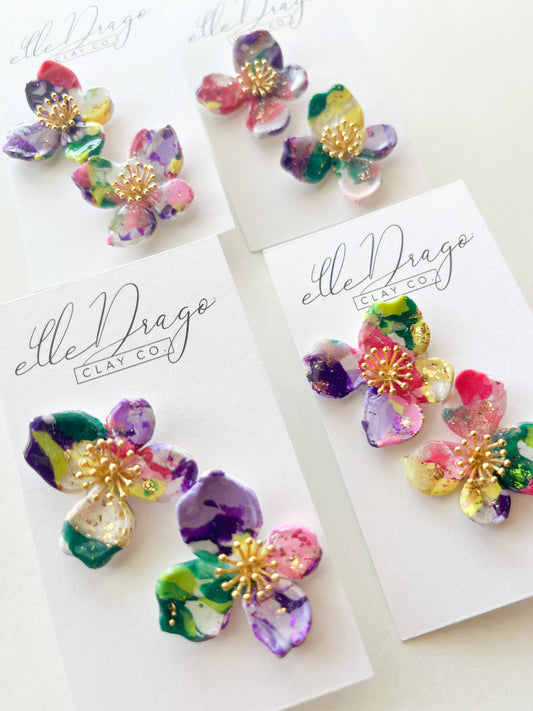 Mardi Gras Flower studs